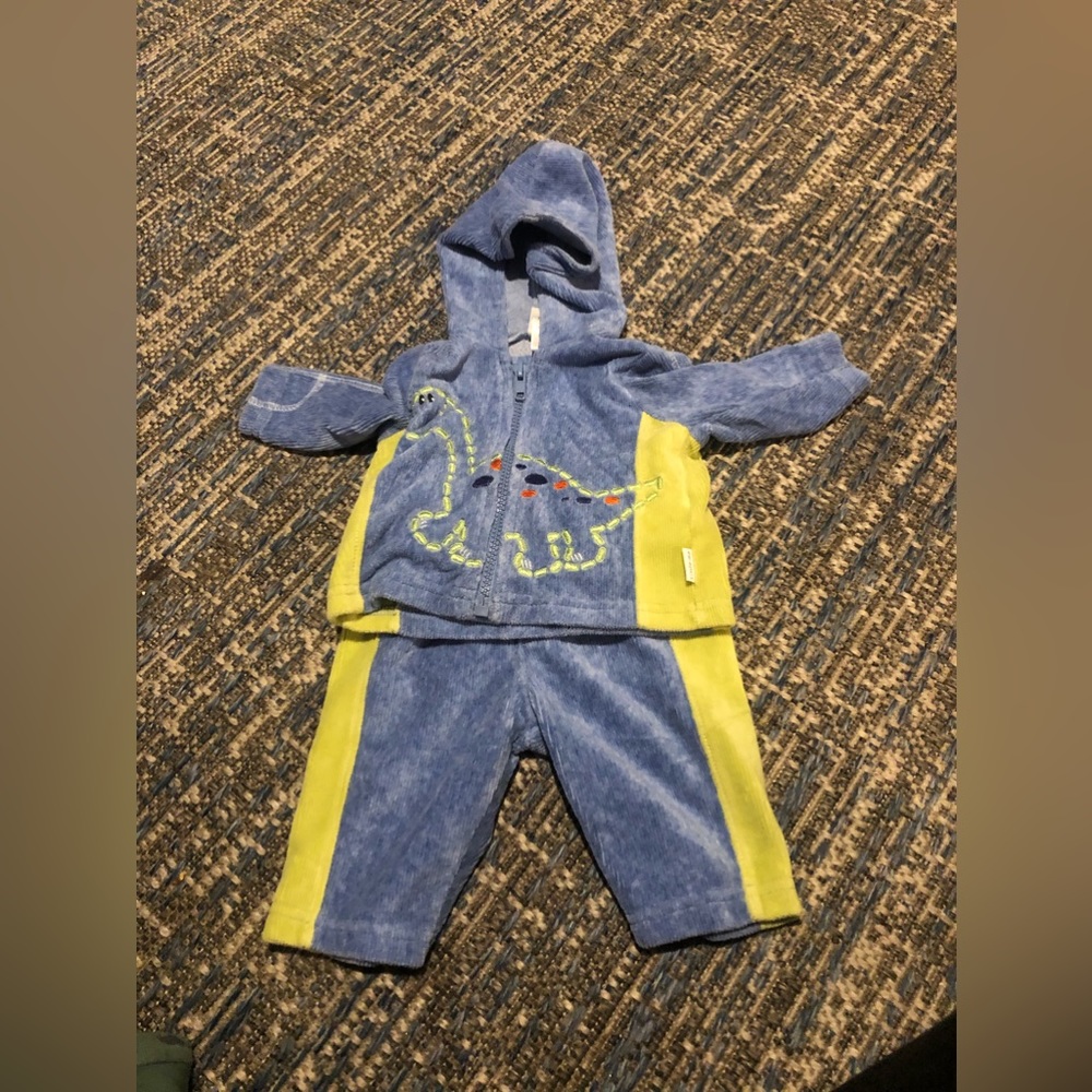 Size 3 month blue and green Dino jacket with pants